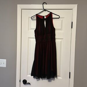 Elegant Black and Red Sleeveless Dress
